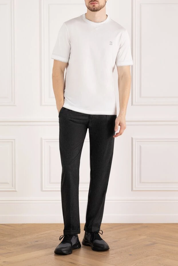 Brunello Cucinelli кішкентай логотипі бар ақ түсті негізгі тік футболка 185119 - фото 2