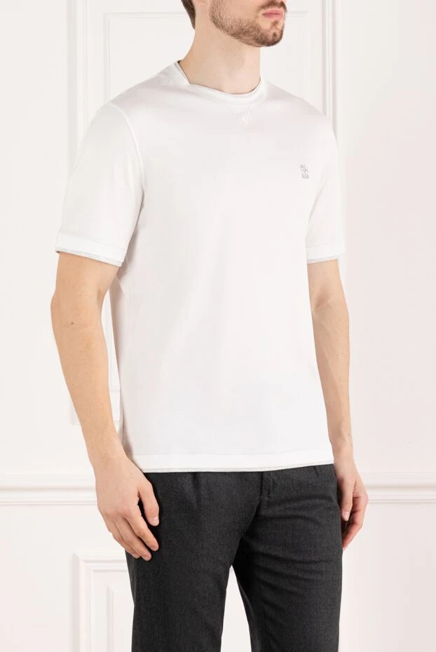 Brunello Cucinelli кішкентай логотипі бар ақ түсті негізгі тік футболка 185119 - фото 3