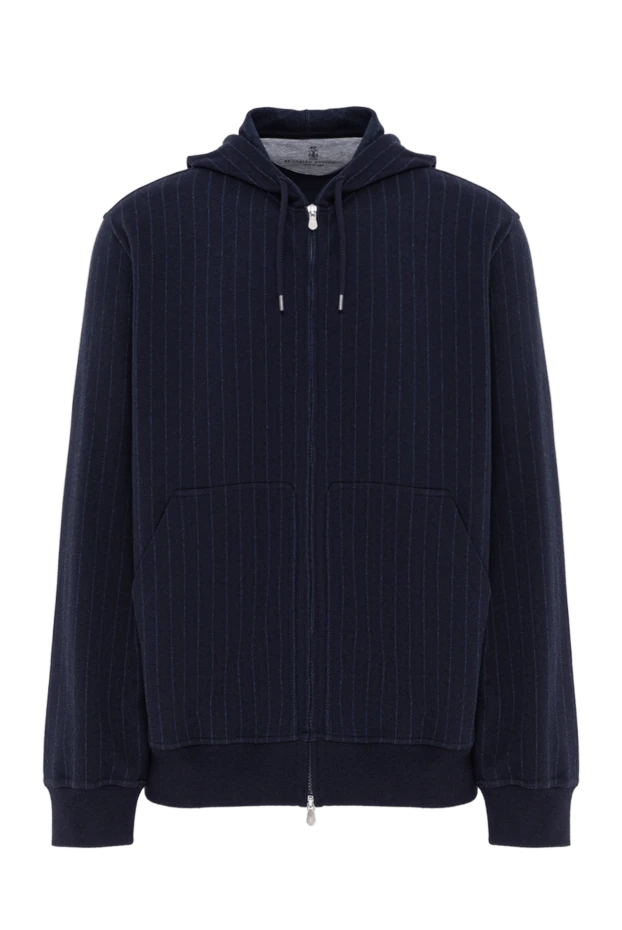 Мужская кофта на молнии из хлопка кашемира и шерсти с капюшоном
- фото 1