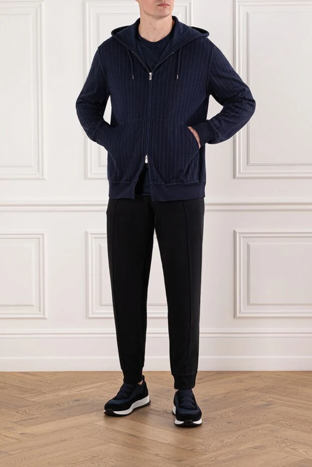 Brunello Cucinelli мужская кофта на молнии из хлопка кашемира и шерсти с капюшоном
 185124 - фото 2