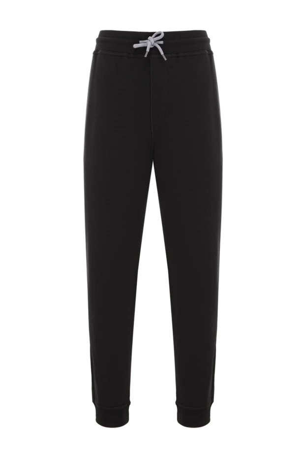 Brunello Cucinelli мужские спортивные брюки черные с эластичным поясом и манжетами 185132 - фото 1