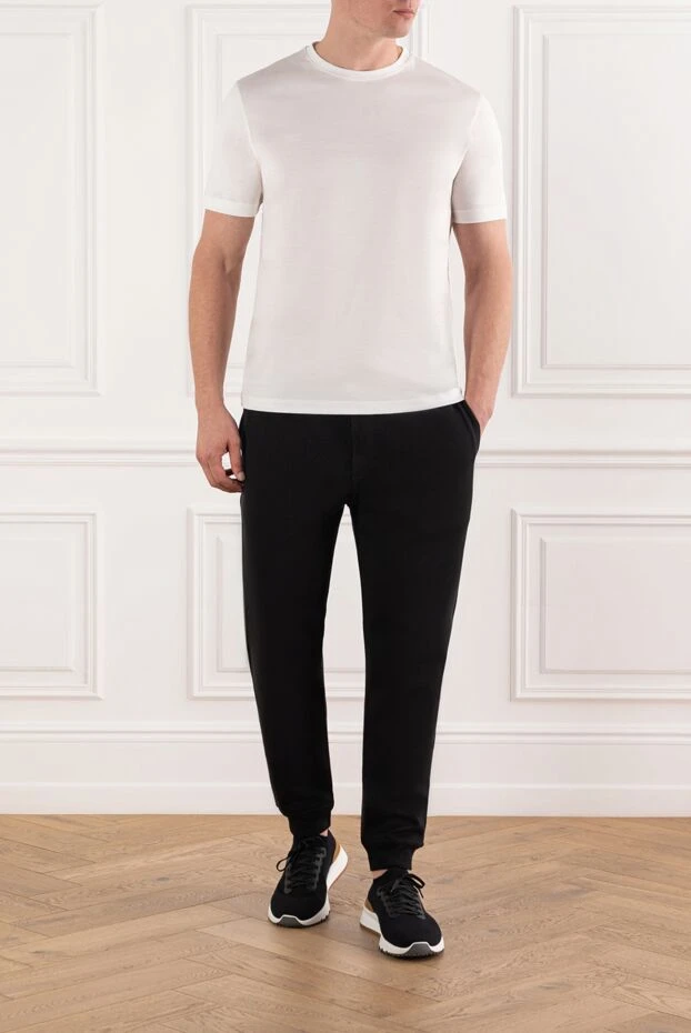 Brunello Cucinelli мужские спортивные брюки черные с эластичным поясом и манжетами 185132 - фото 2