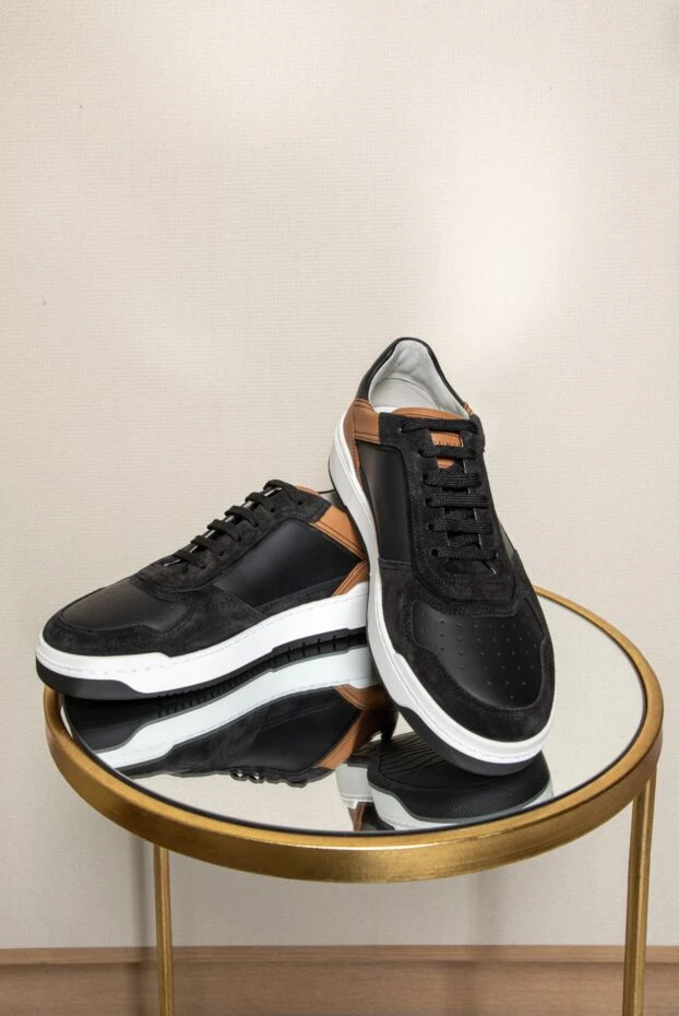 Brunello Cucinelli жартылай жылтыр бұзау терісінен және жуылған күдеріден жасалған себет кроссовкалары 185134 - фото 2