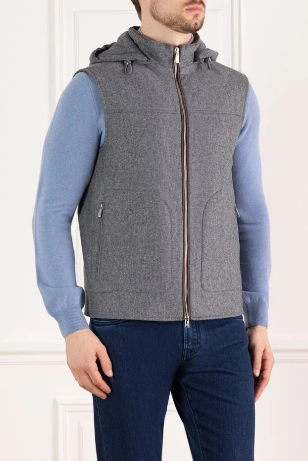Lenoci men's wool vest with hood, gray 185161 - photo 3