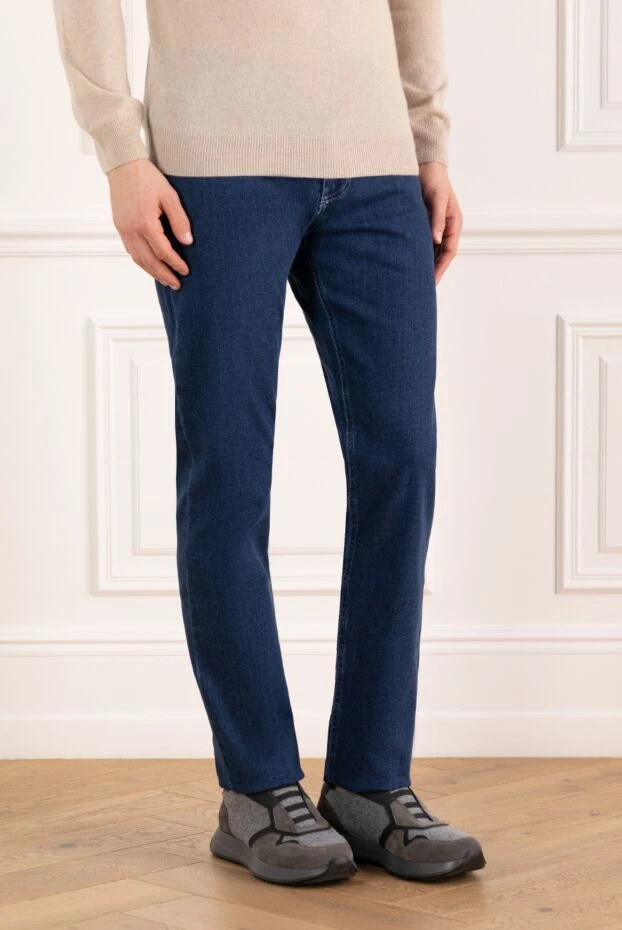 Portofino джинсы мужские синие из хлопка 185167 - фото 3