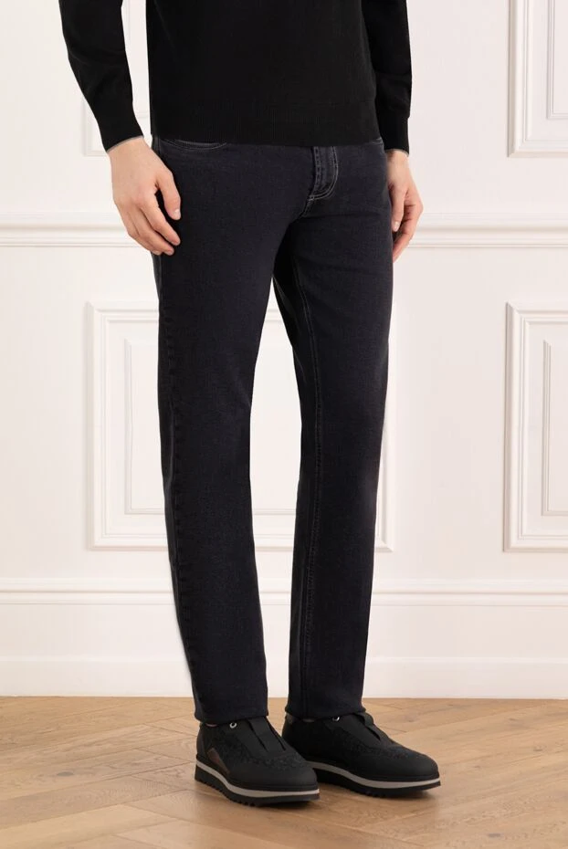 Portofino джинсы мужские серые с логотипом 185168 - фото 3