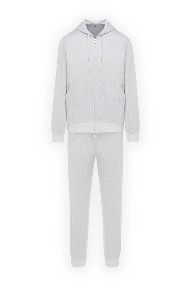 Серый прогулочный костюм мужской в полоску - фото 1