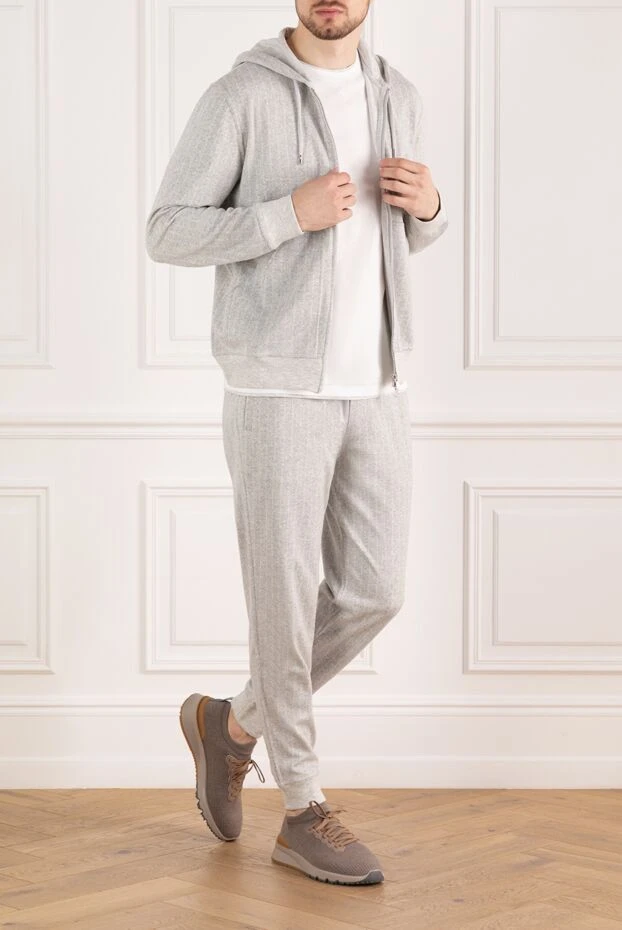 Brunello Cucinelli серый прогулочный костюм мужской в полоску 185197 - фото 2