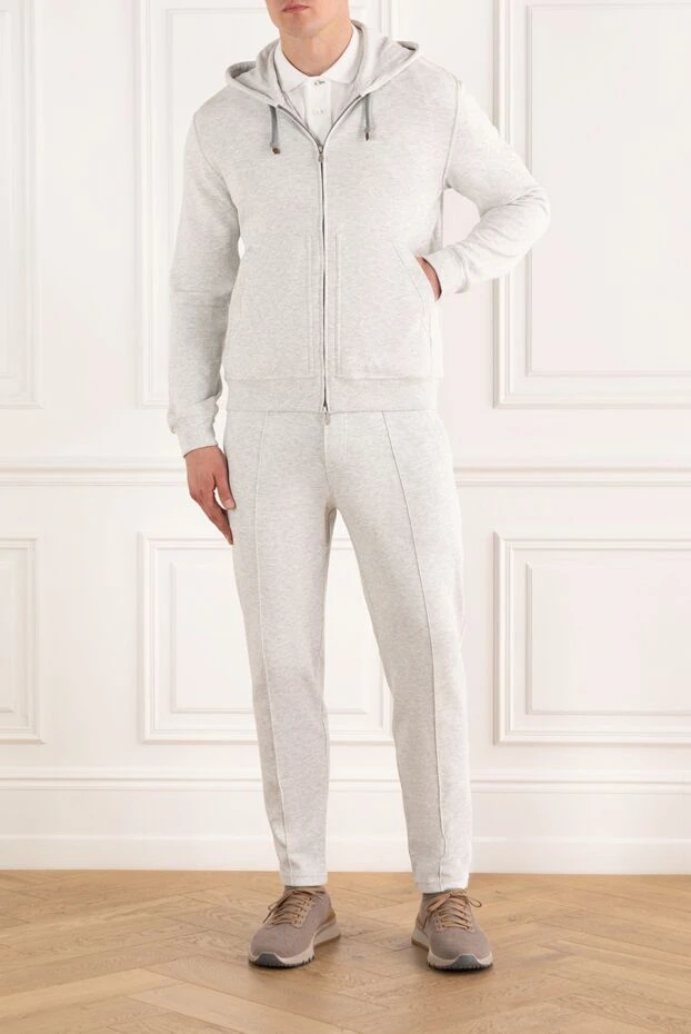 Brunello Cucinelli спортивный костюм из натурального хлопка с капюшоном и молнией серый 185198 - фото 2