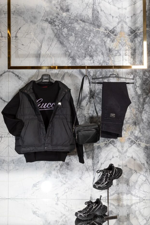 Gucci мақта логотипі бар қара ерлер свиттері 185211 - фото 3