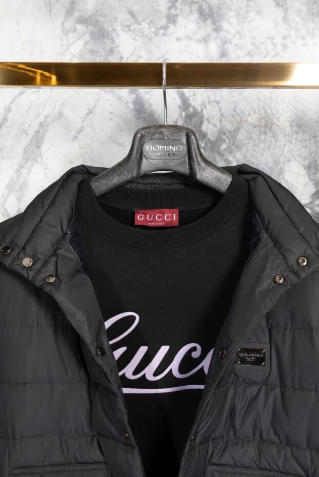 Мақта логотипі бар қара ерлер свиттері - фото 2