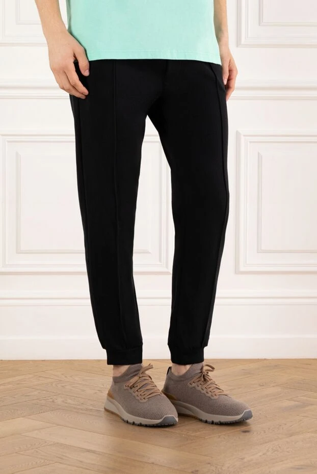 Barba Napoli спортивные брюки мужские черные с манжетами 185241 - фото 3