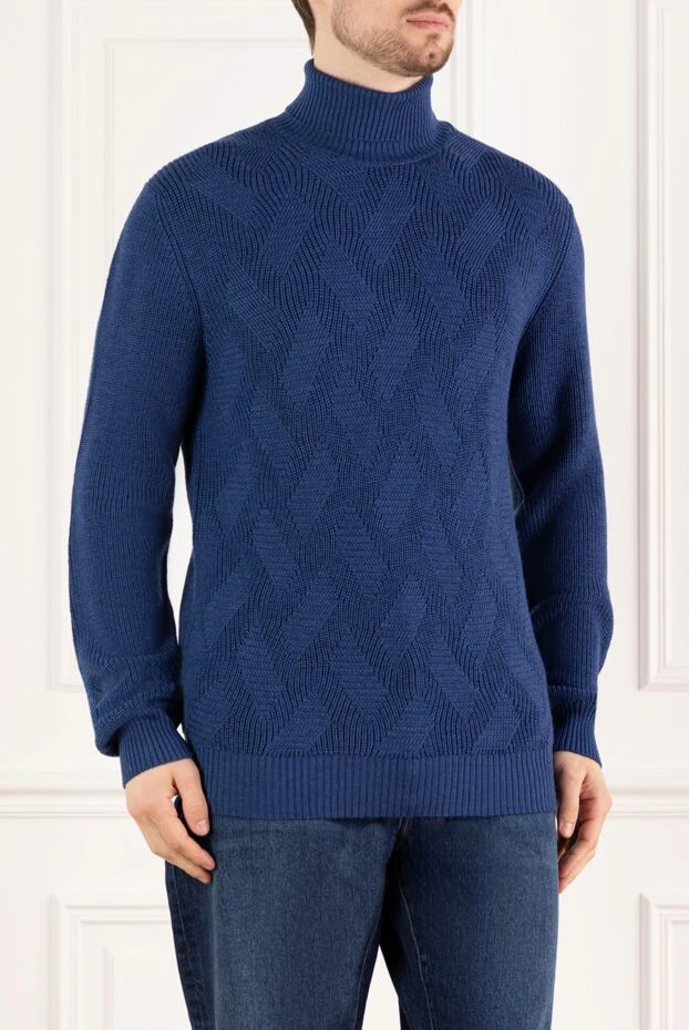 Cesare di Napoli golf blue men's wool in diamonds 185256 - photo 3
