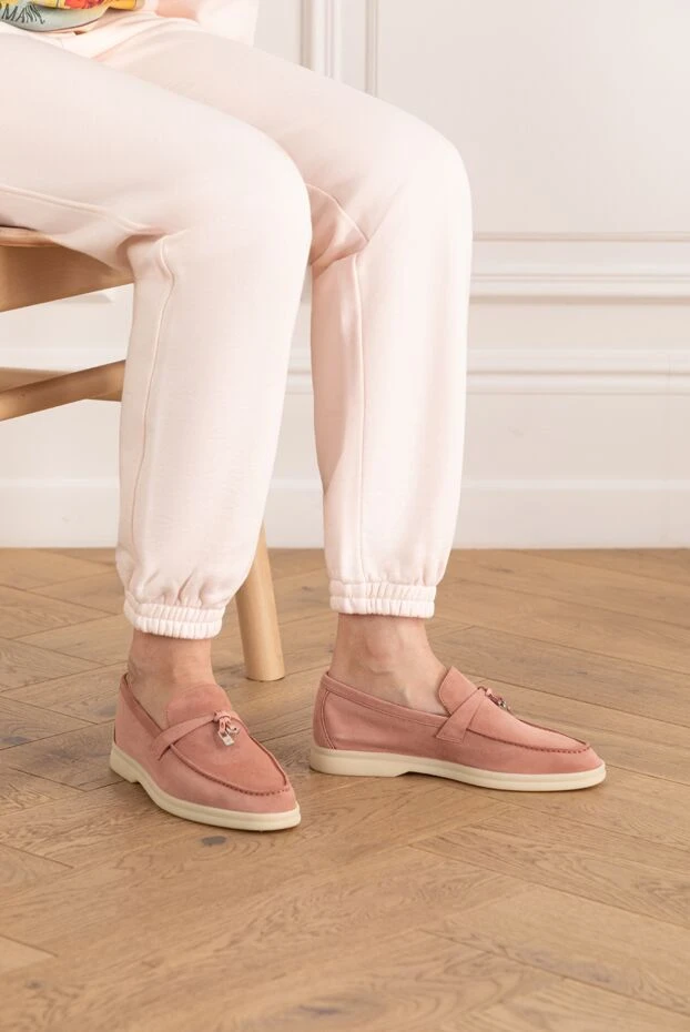 Loro Piana summer charms walk ерлерге арналған лоферлер қызғылт түсті 185277 - фото 2