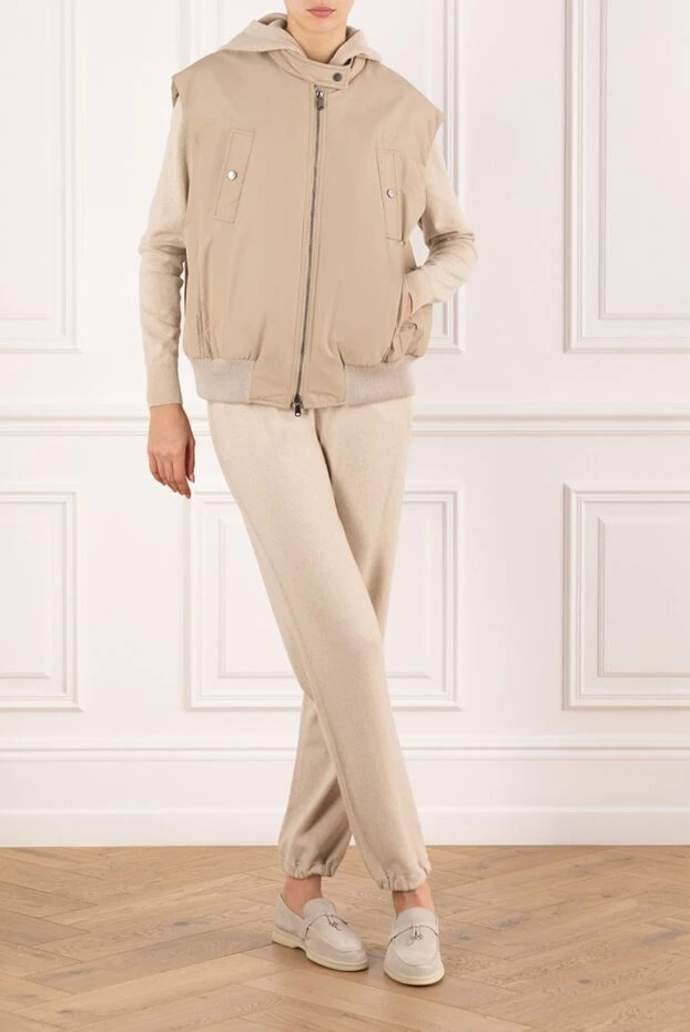 Women's beige vest with zipper - photo 2
