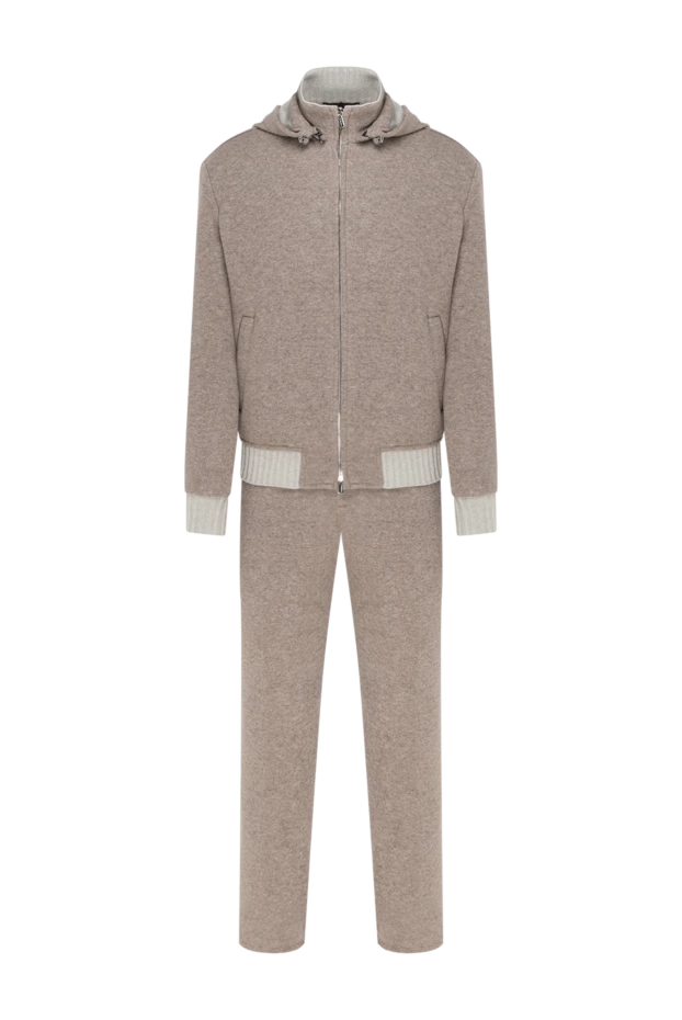 Контрасты манжеттер мен серпімді жолақты бежевый спорттық костюм - фото 1