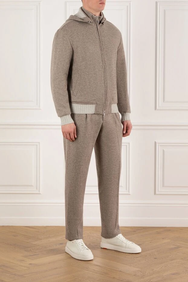 Enrico Mandelli бежевый спортивный костюм с контрастными манжетами и резинкой 185317 - фото 3