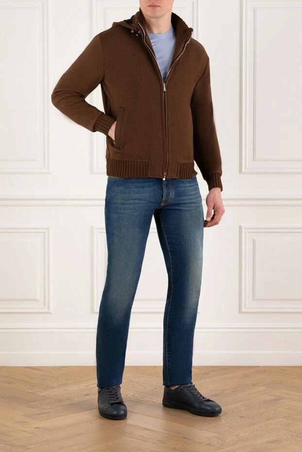 Enrico Mandelli коричневая спортивная кофта из кашемира мужская 185319 - фото 2