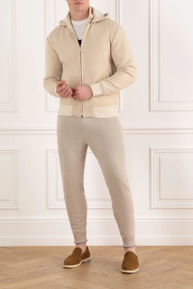 Enrico Mandelli белая спортивная кофта из кашемира мужская с капюшоном 185321 - фото 2