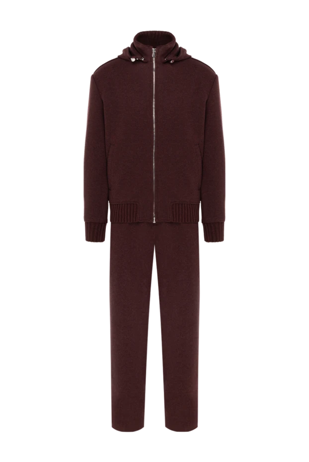 Прогулочный костюм бордовый из кашемира с капюшоном - фото 1