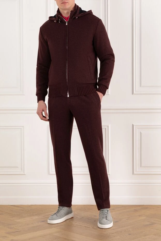 Enrico Mandelli прогулочный костюм бордовый из кашемира с капюшоном 185322 - фото 2