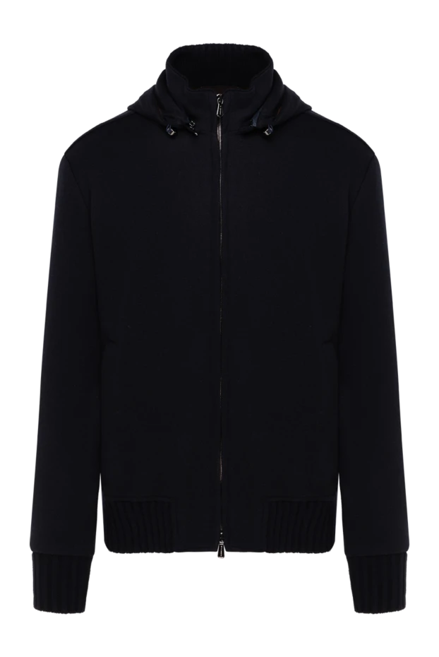 Капюшоны бар ерлер көк түсті кашемирден жасалған свиттері - фото 1