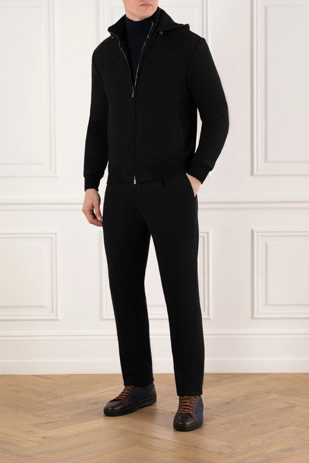 Enrico Mandelli прогулочный костюм черный из кашемира с капюшоном 185326 - фото 2