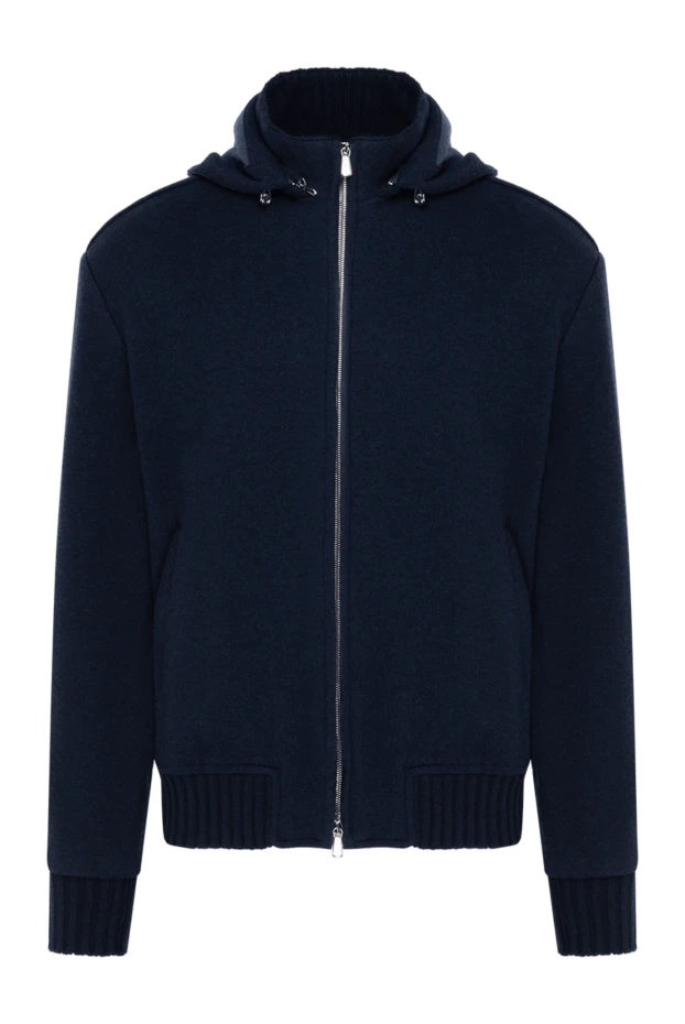 Капюшоны бар ерлер көк түсті кашемирден жасалған свиттері - фото 1