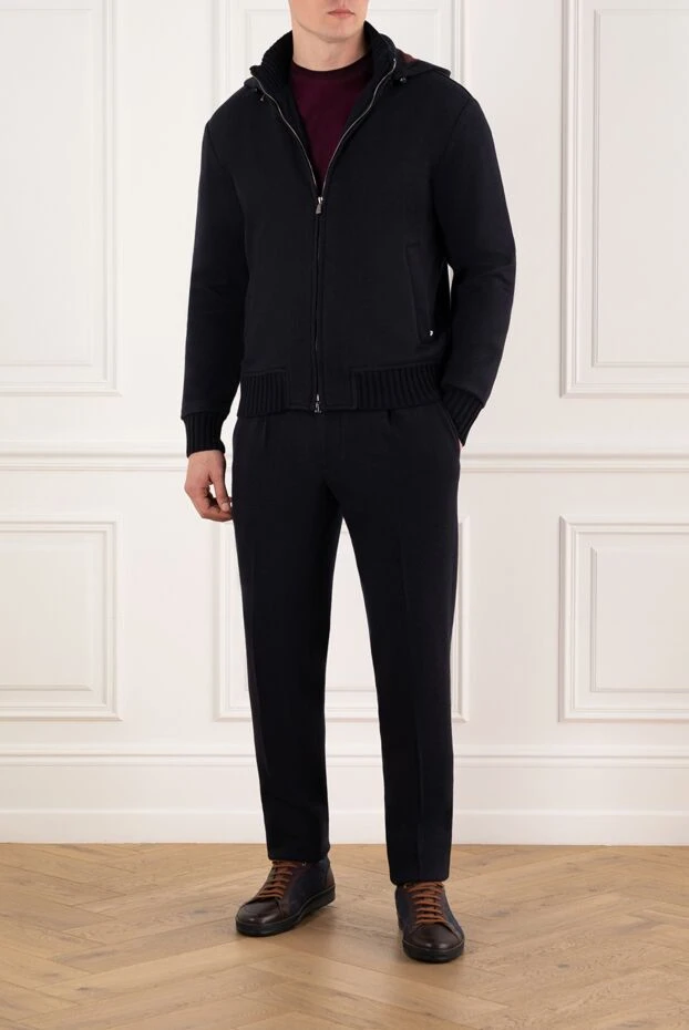 Enrico Mandelli теплый прогулочный костюм из кашемира мужской синий 185333 - фото 2