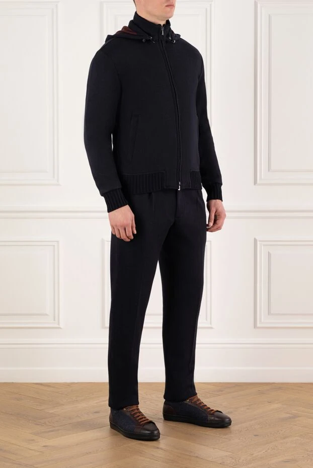 Enrico Mandelli теплый прогулочный костюм из кашемира мужской синий 185333 - фото 3