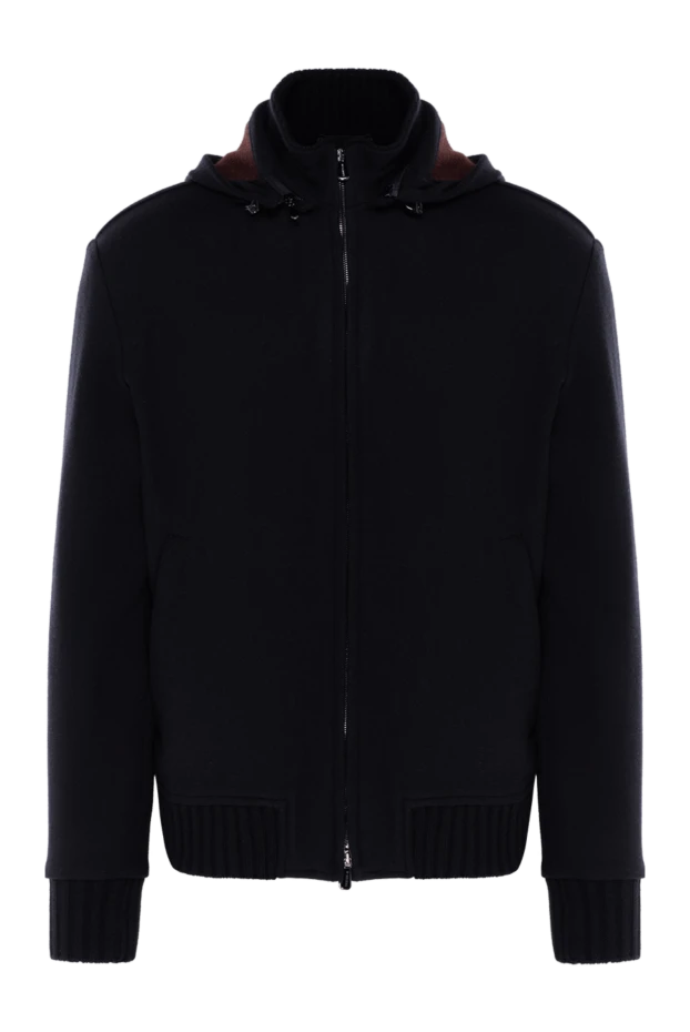 Men's blue sports jacket with hood - photo 1