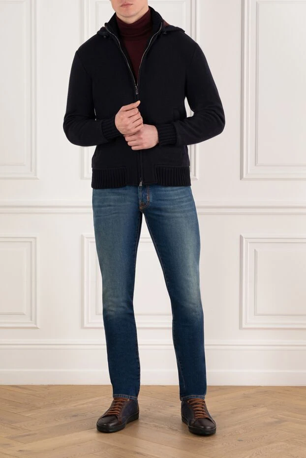 Enrico Mandelli спортивная кофта синяя мужская с капюшоном 185334 - фото 2