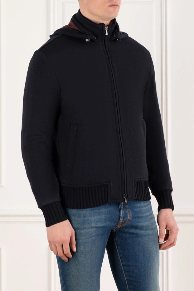 Enrico Mandelli спортивная кофта синяя мужская с капюшоном 185334 - фото 3