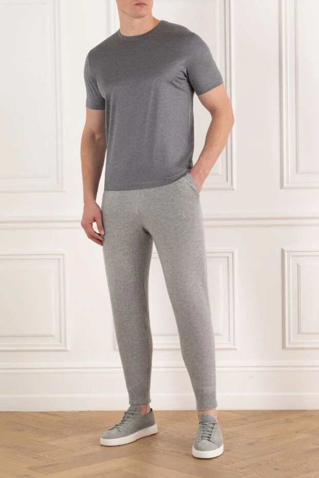 Cesare di Napoli gray t-shirt made of stretch cotton jersey with a simple cut 185338 - photo 2