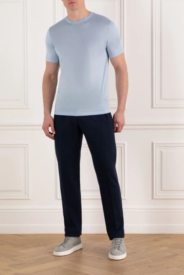 Ерлерге арналған көк мақтадан жасалған футболка - фото 2