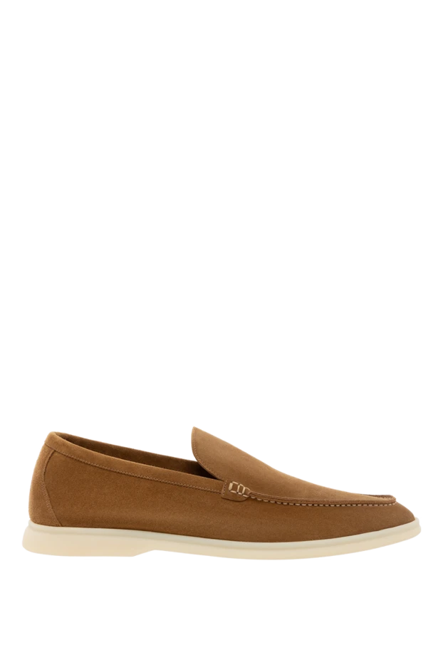 Мужские туфли лоферы замшевые коричневые - фото 1