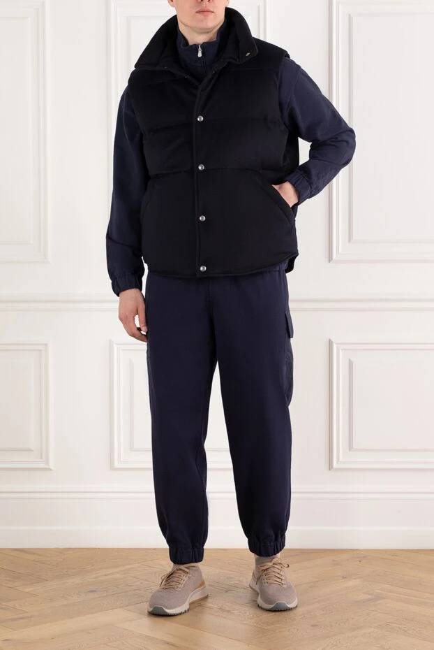 Loro Piana жилет lance puffer из кашемира синий на кнопках мужской 185355 - фото 2