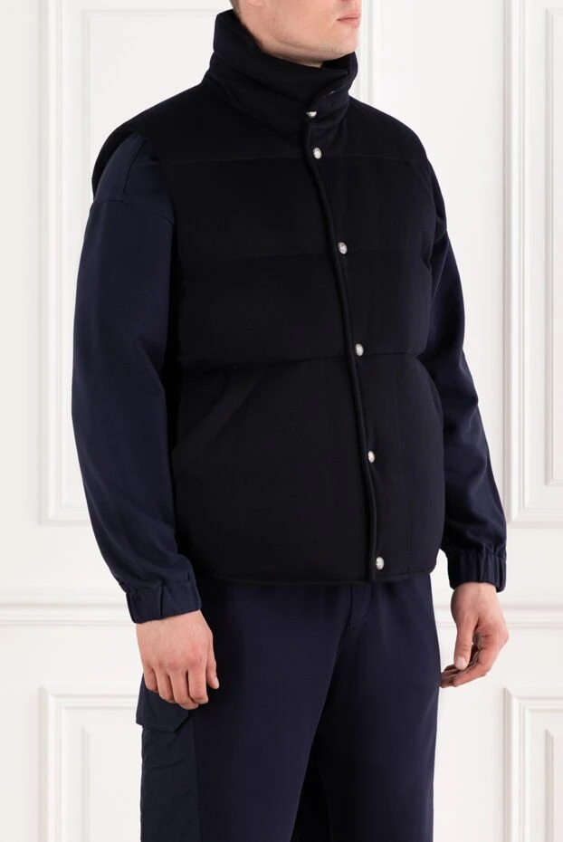 Loro Piana жилет lance puffer из кашемира синий на кнопках мужской 185355 - фото 3