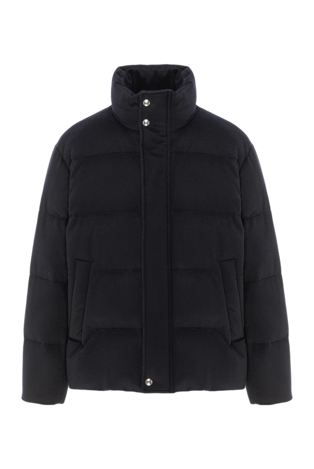 Кашемировый пуховик чёрного цвета с объёмной простёжкой и кнопками - фото 1