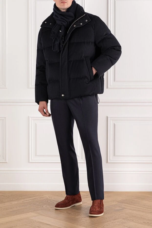 Кашемировый пуховик чёрного цвета с объёмной простёжкой и кнопками - фото 2