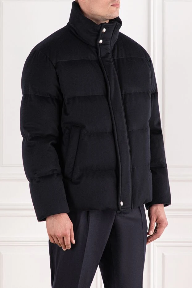 Loro Piana көлемді көрпе және түймелері бар қара кашемир мамық күрте 185358 - фото 3