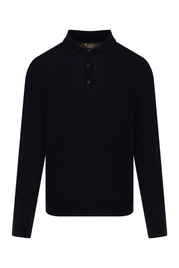 Поло с длинным рукавом из мягкого трикотажа тёмно-синего цвета - фото 1