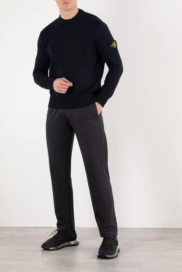 Stone Island джемпер мужской синий с логотипом 185387 - фото 2