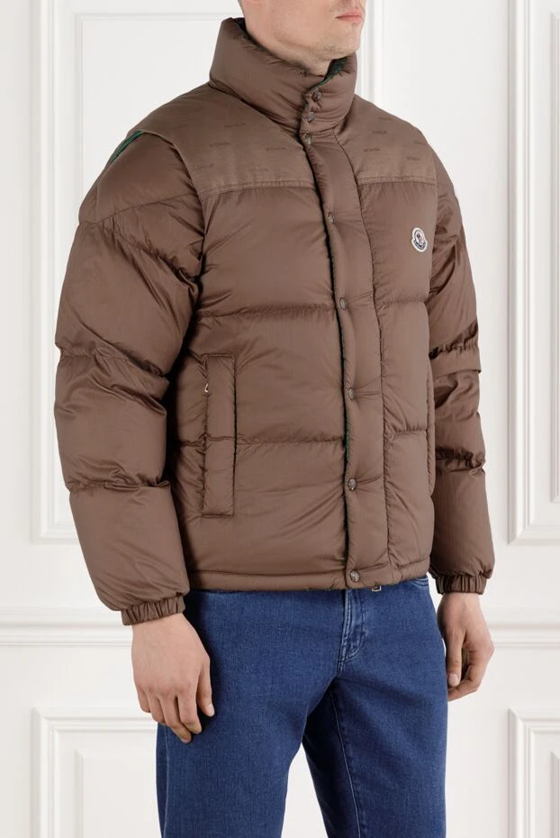 Moncler короткий пуховик verone двусторонний коричневый мужской 185393 - фото 3