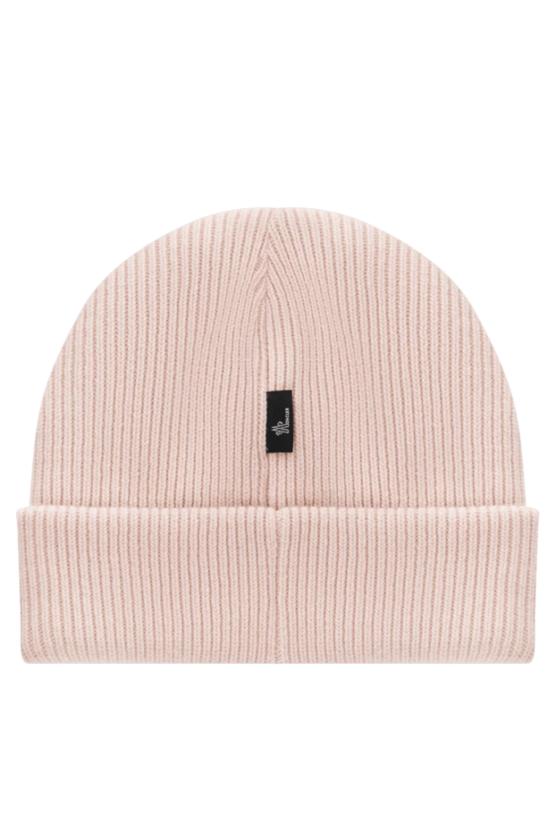 Moncler розовая шапка женская из шерсти с логотипом 185396 - фото 3