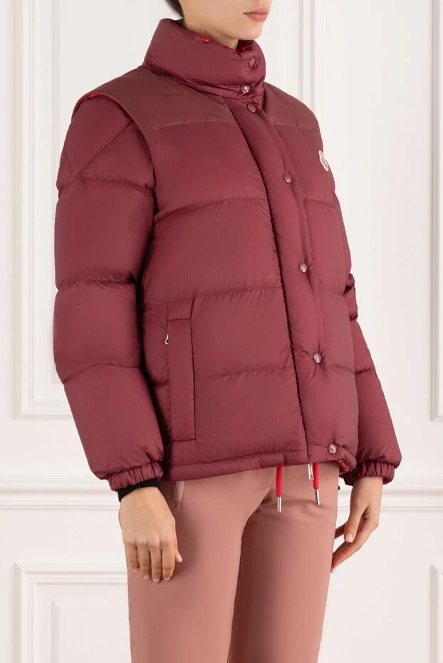 Moncler куртка женская бордовая с логотипом 185398 - фото 3