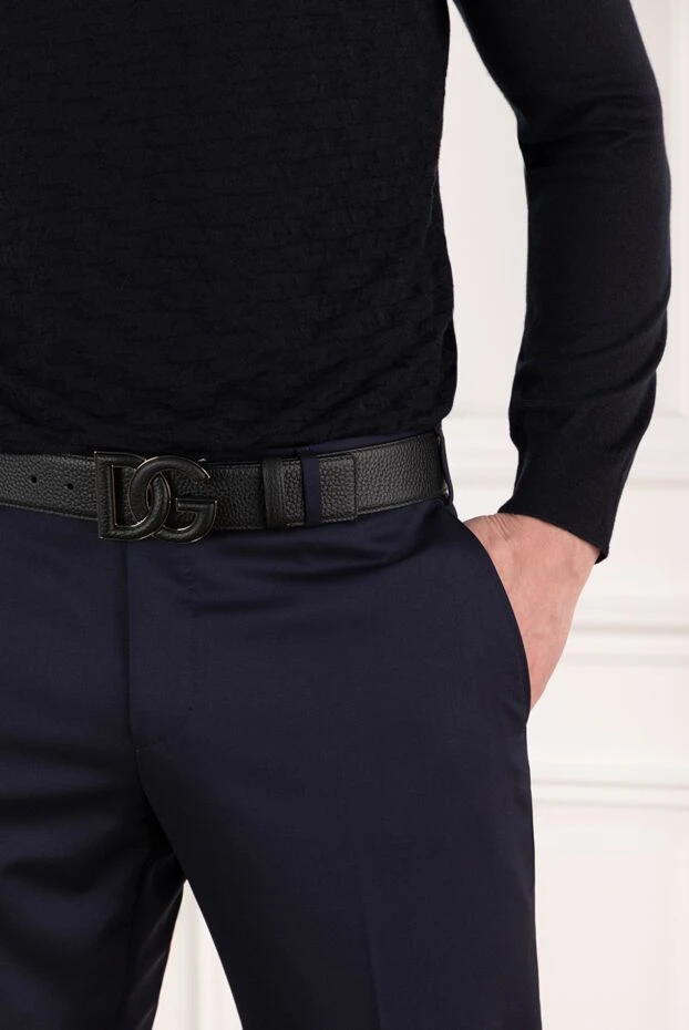 Dolce & Gabbana бұзау терісінен бедерлі қара ерлердің белбеуі 185438 - фото 2