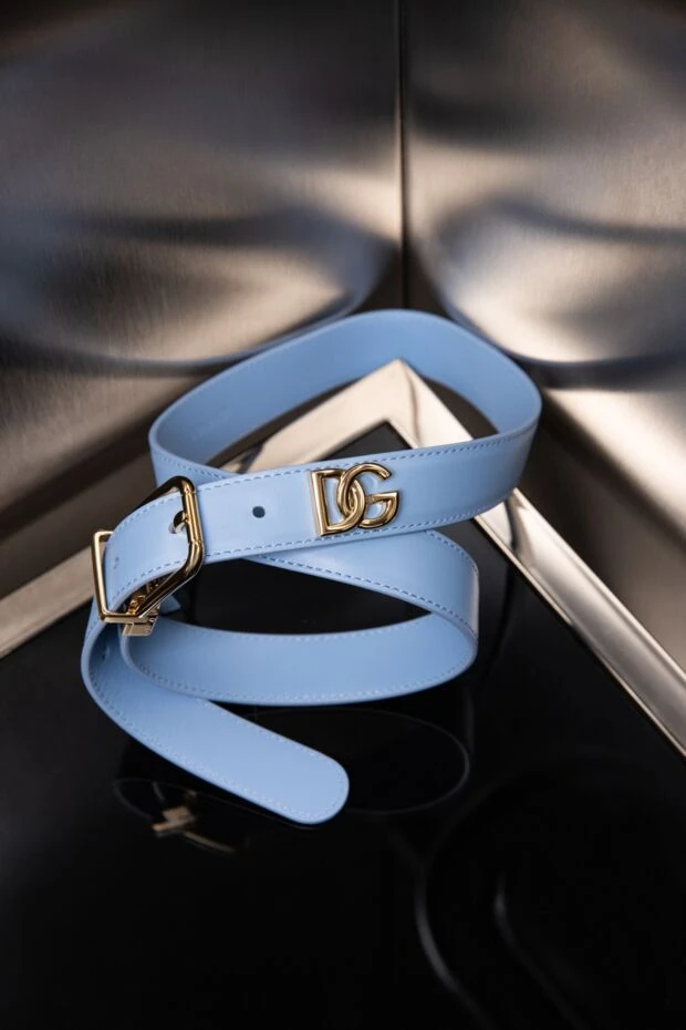Dolce & Gabbana ремень женский голубой узкий из натуральной кожи 185439 - фото 3