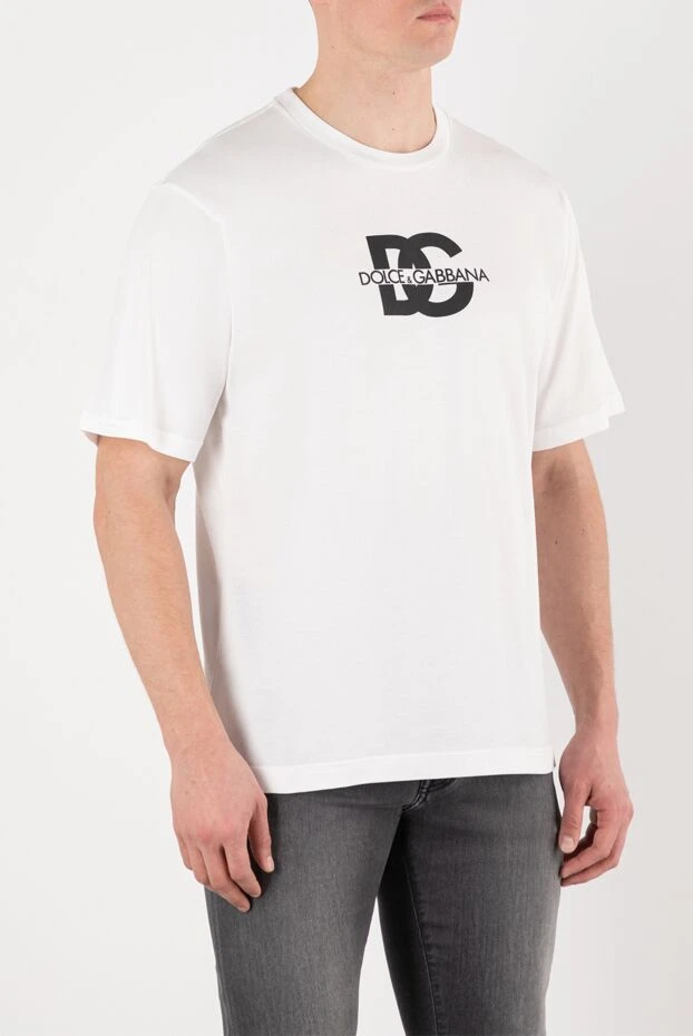 Dolce & Gabbana белая футболка прямого кроя с графическим логотипом мужская 185445 - фото 3