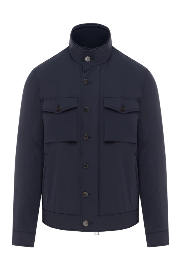 Синяя куртка мужская с накладными карманами - фото 1